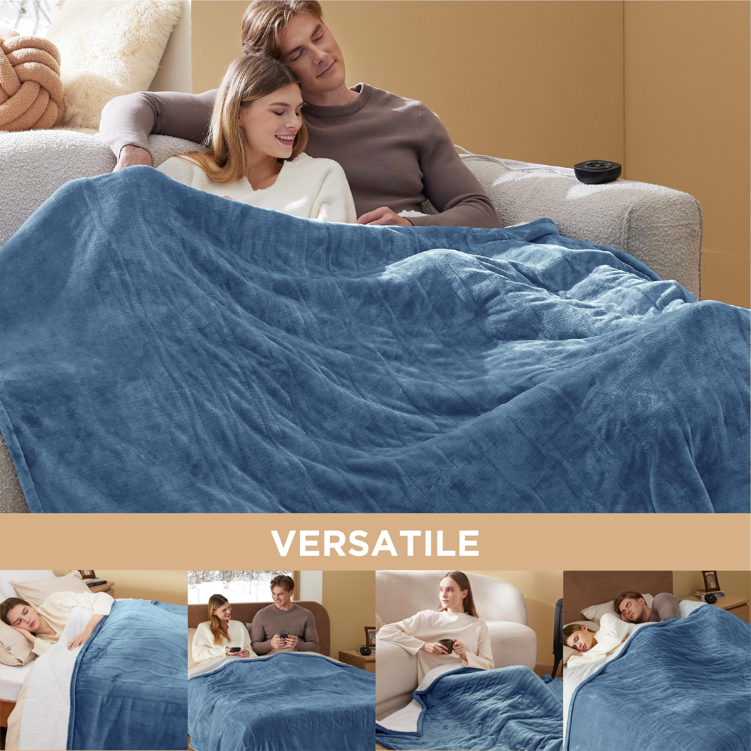 Foto 8 pulgar | Manta Eléctrica de Cama Queen Azul - Venta Internacional