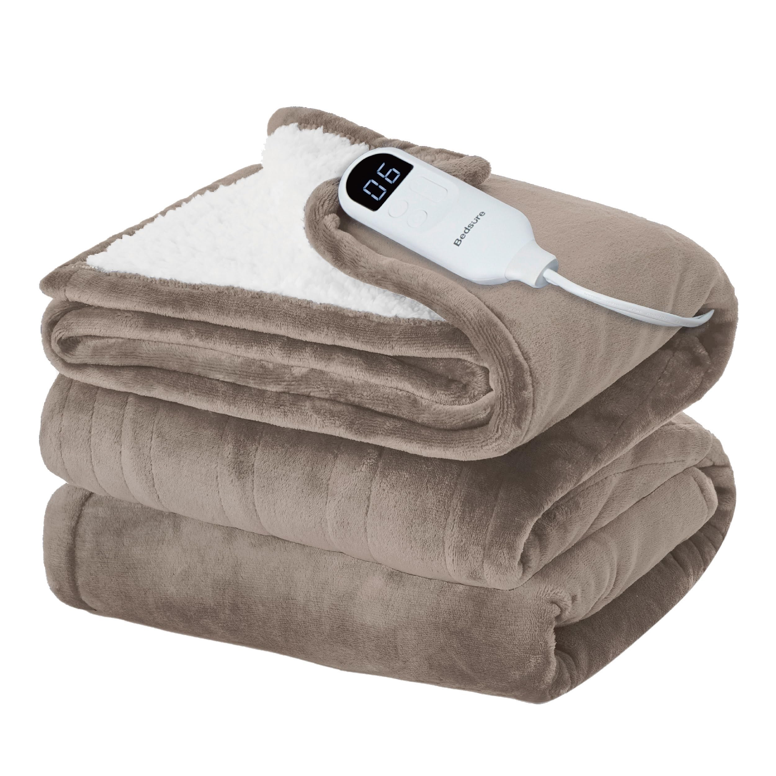 Manta Eléctrica Bedsure Twin Soft Frannel Taupe 160x210 Cm - Venta Internacional.