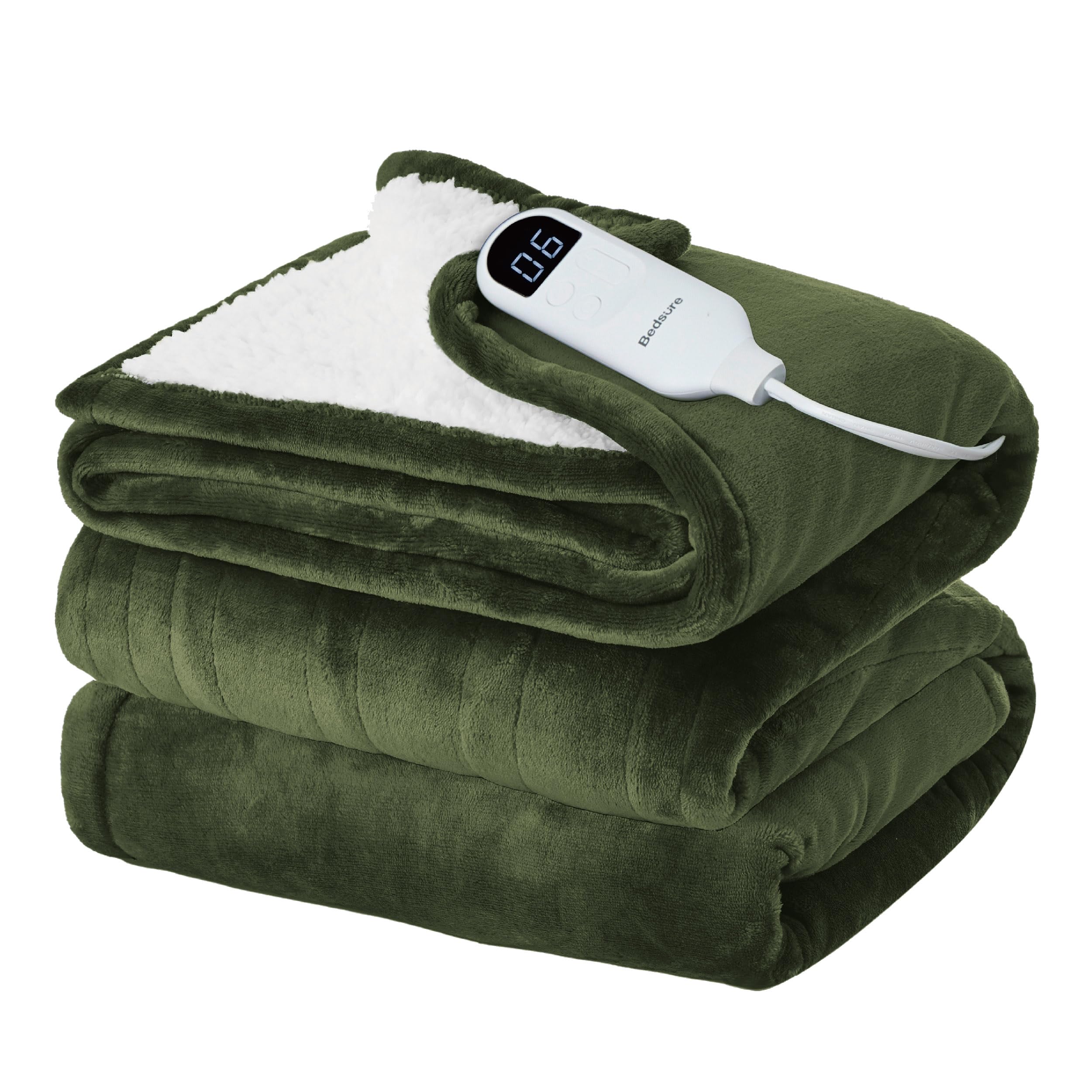 Foto 1 | Manta Eléctrica Bedsure Twin Franela Calentada Verde Oliva - Venta Internacional
