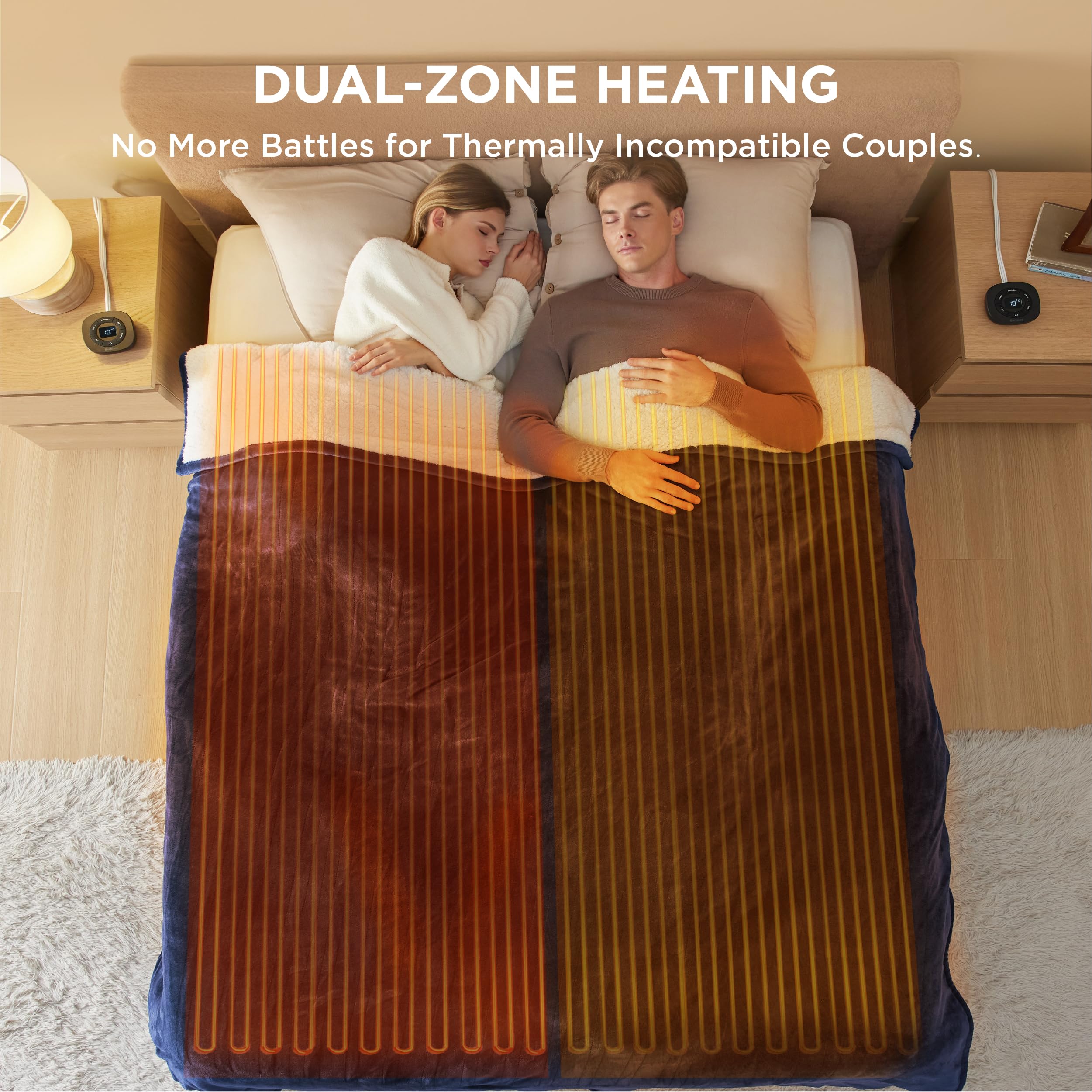 Foto 5 | Manta Eléctrica De Cama Tamaño Queen Con Doble Control Azul - Venta Internacional