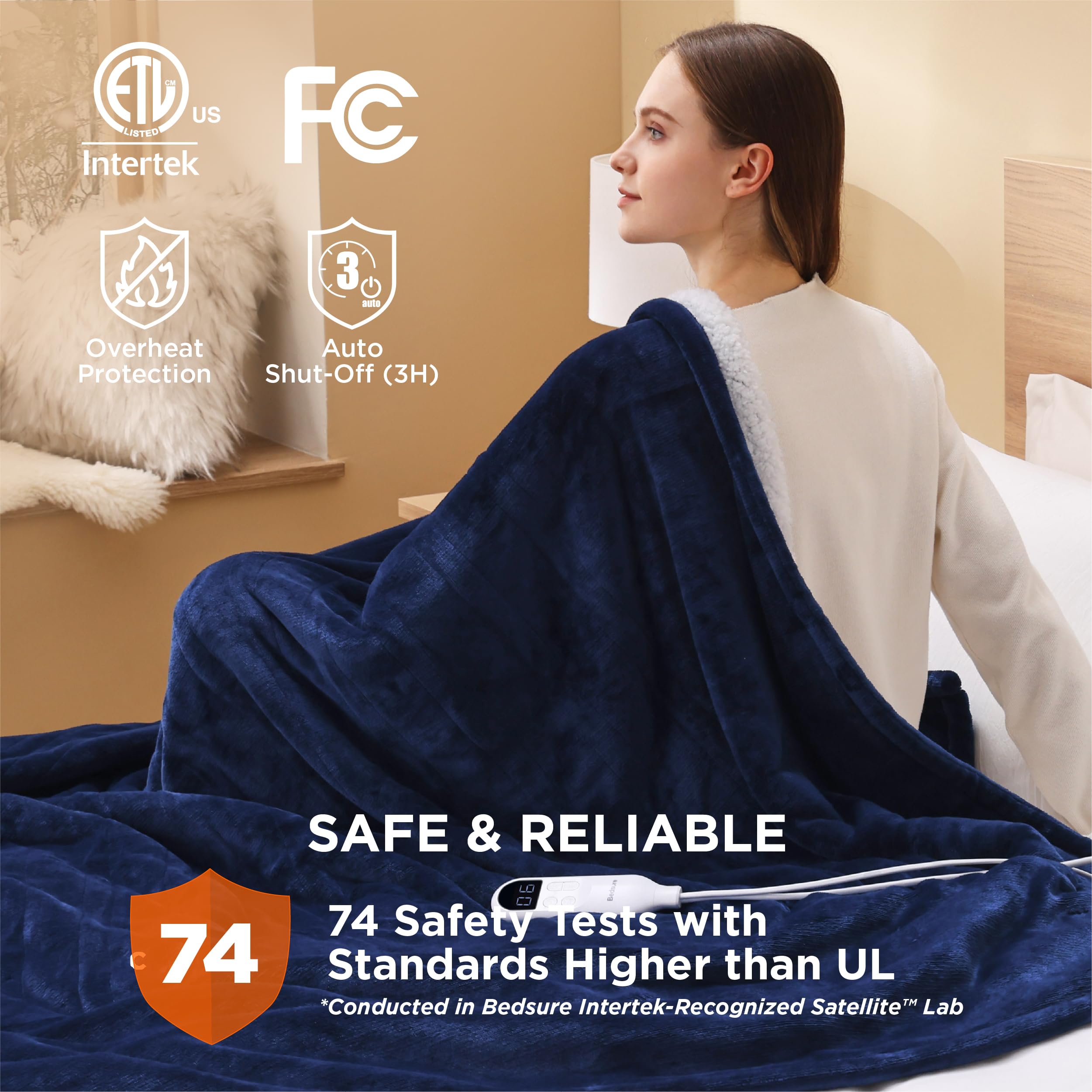 Foto 6 | Manta Eléctrica Bedsure de Franela Doble con Calefacción 160 X 210 cm - Venta Internacional