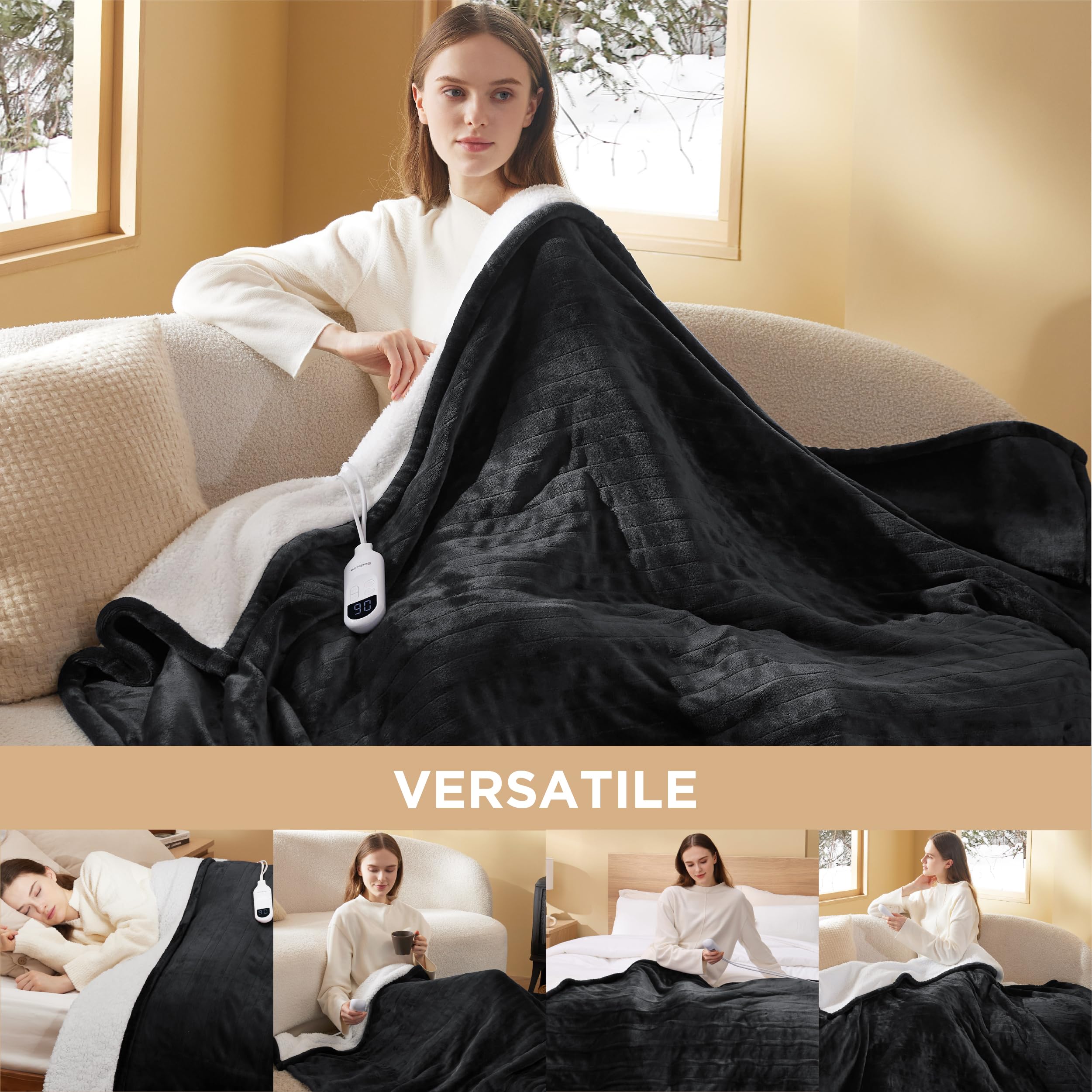 Foto 8 pulgar | Manta Eléctrica Bedsure con Calefacción 130 x 150 cm Gris Oscuro - Venta Internacional