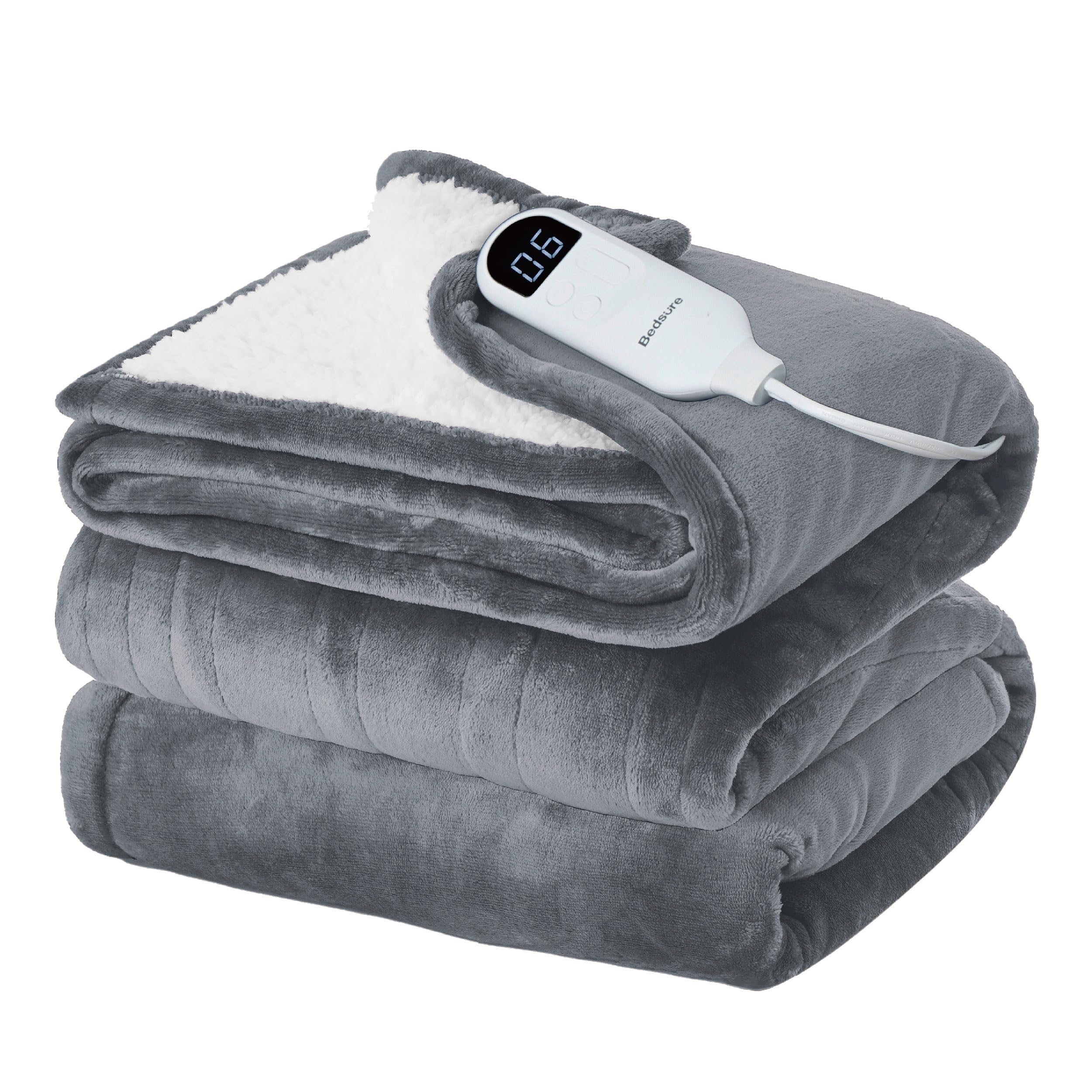 Foto 1 | Manta Eléctrica Bedsure Tamaño Doble Franela Calefactada Gris - Venta Internacional