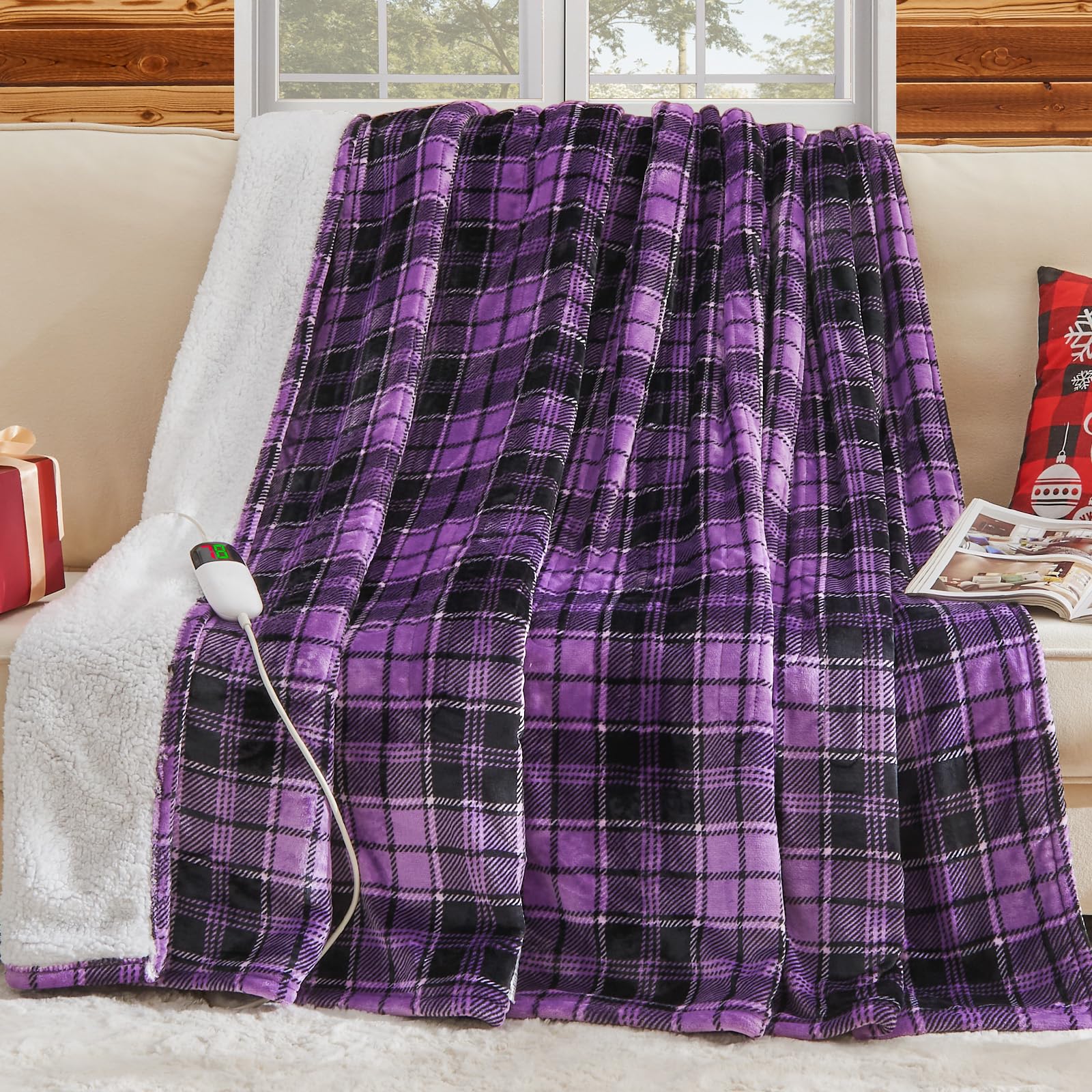 Foto 7 pulgar | Manta Eléctrica Octrot Con Calefacción Tela Escocesa 50 X 60 Cm Morado - Venta Internacional