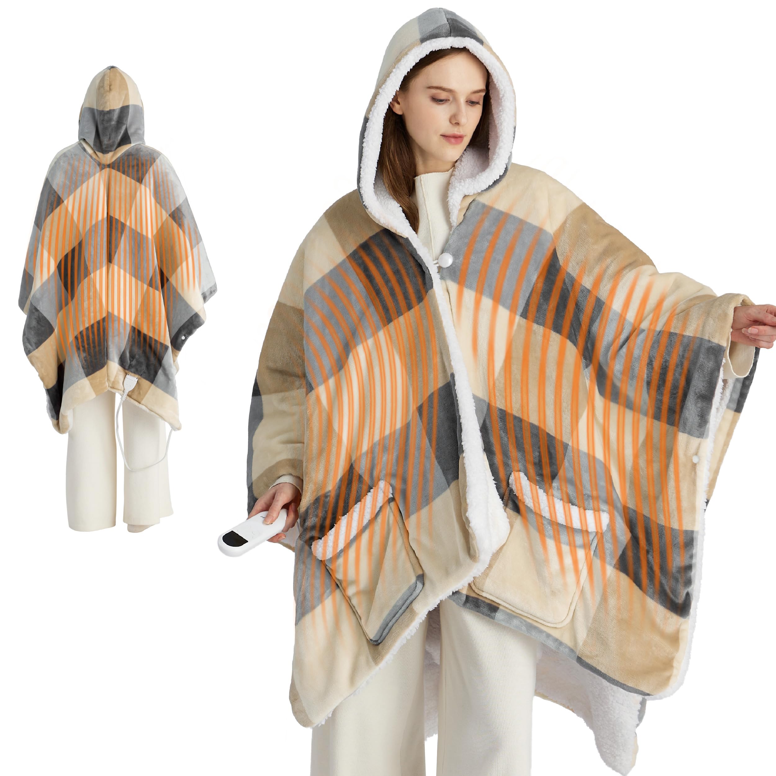 Manta Térmica Para Ropa De Cama, Chal Eléctrico, 50 X 64 Pulgadas, Color Beige - Venta Internacional.
