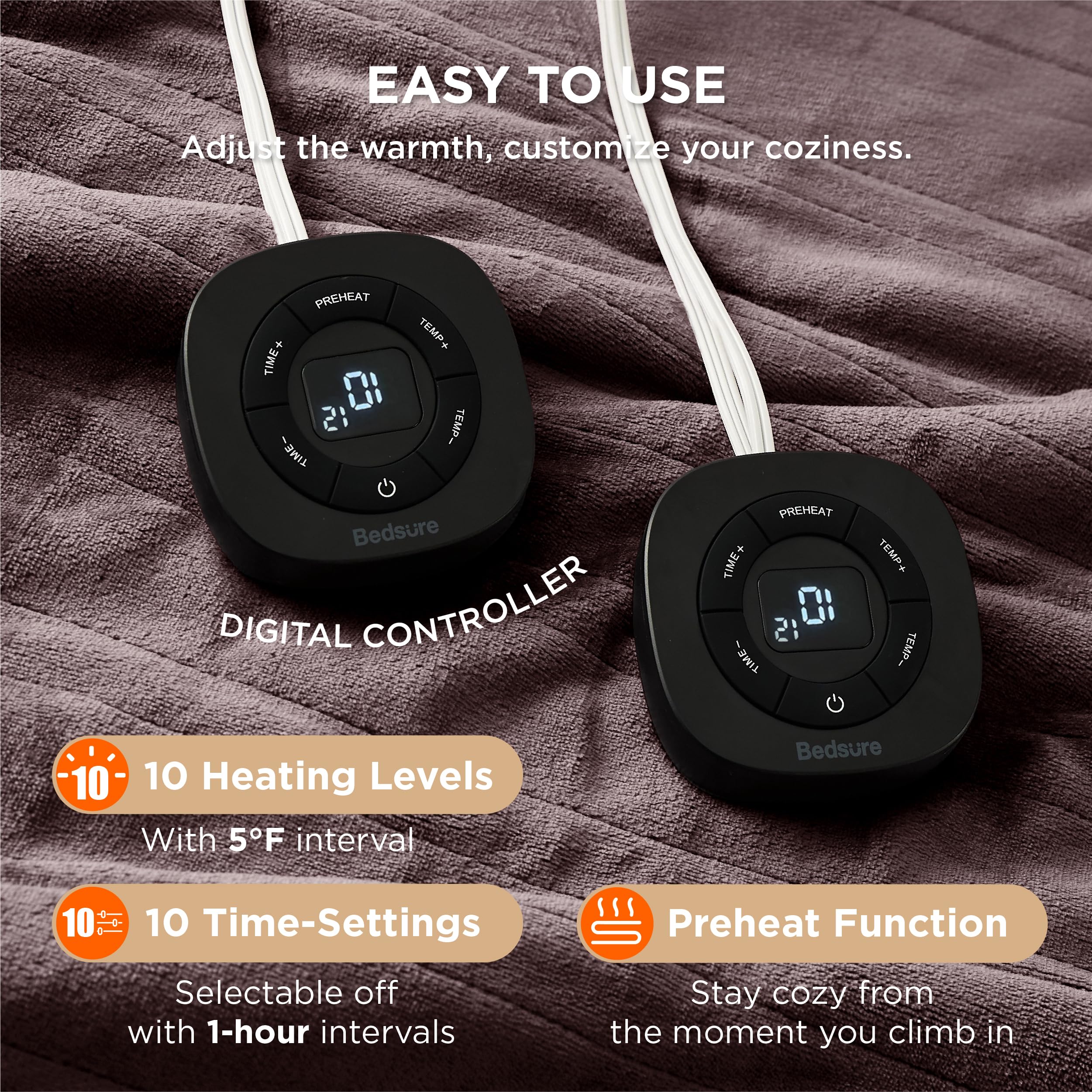 Foto 5 pulgar | Manta Eléctrica Para Cama Tamaño Queen Con Doble Control, Color Marrón - Venta Internacional.
