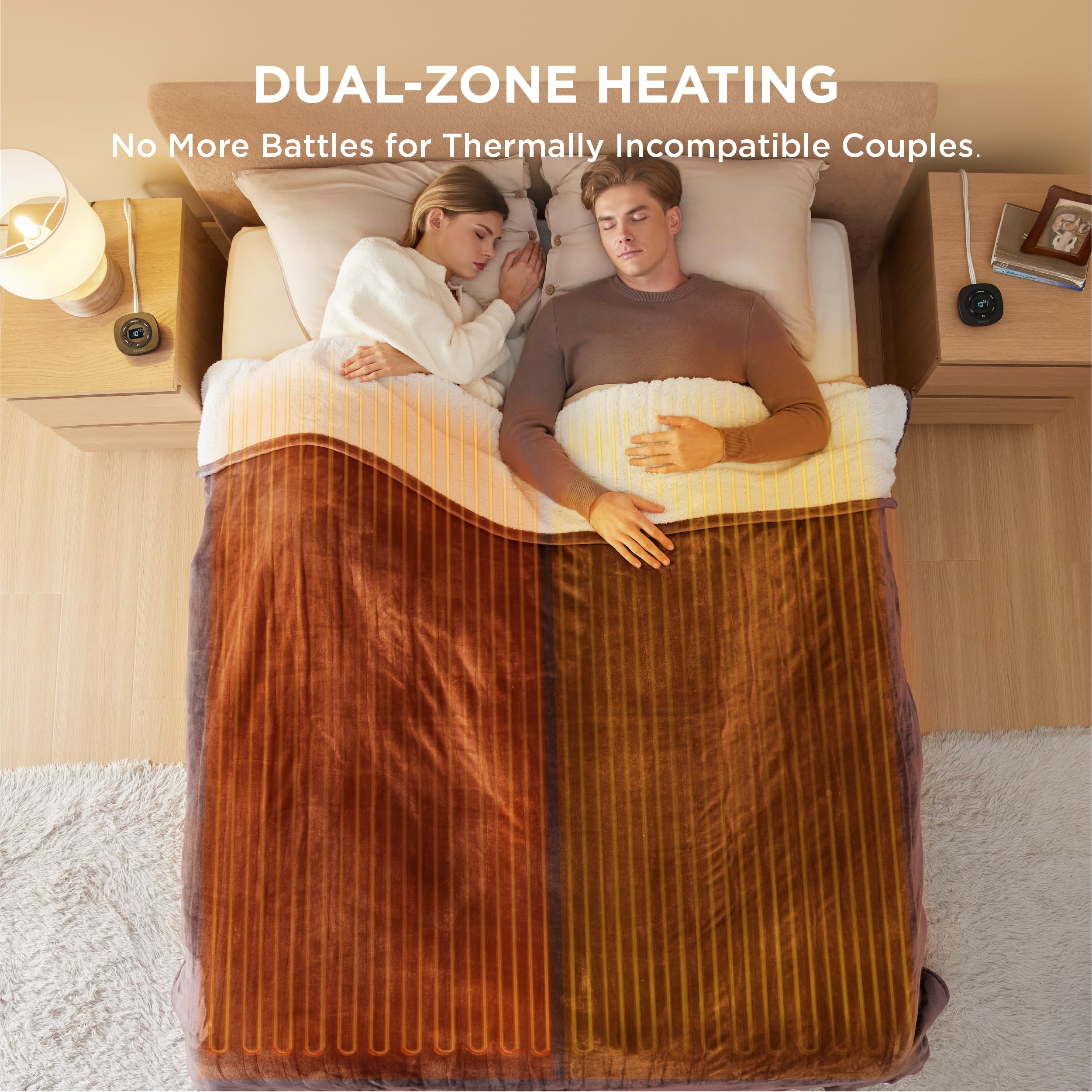 Foto 6 pulgar | Manta Eléctrica Para Cama Tamaño Queen Con Doble Control, Color Marrón - Venta Internacional.