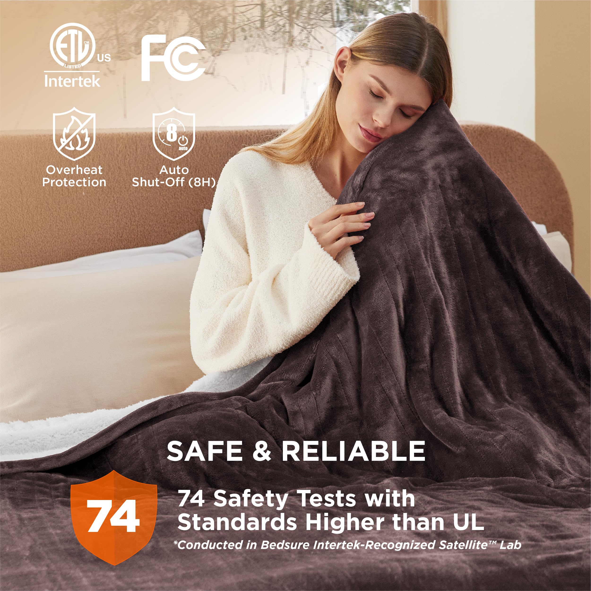 Foto 8 pulgar | Manta Eléctrica Para Cama Tamaño Queen Con Doble Control, Color Marrón - Venta Internacional.