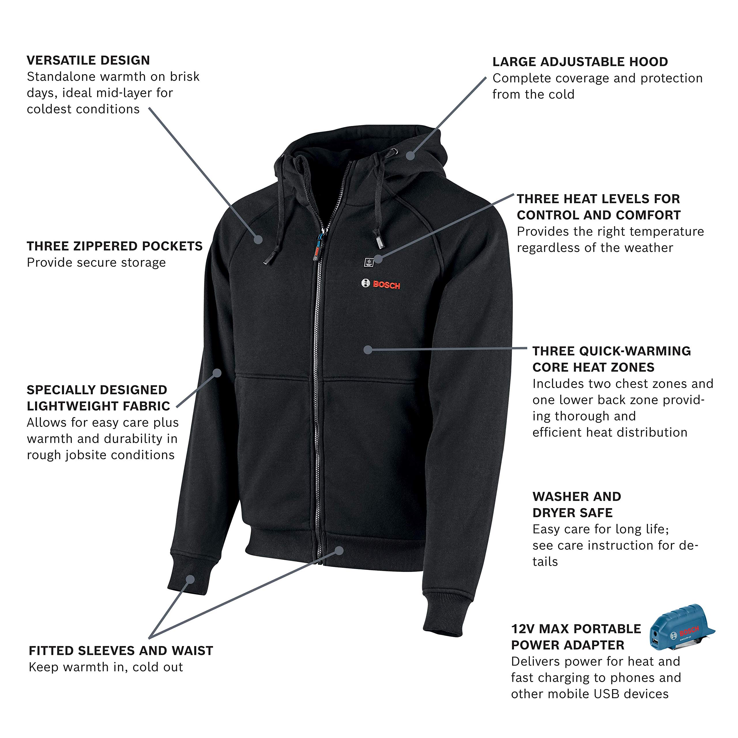 Foto 3 pulgar | Sudadera Con Capucha Térmica Bosch Ghh12v-20xln12 12v Max Con Adaptador De Corriente Xl - Venta Internacional.