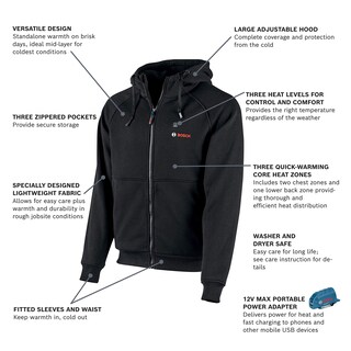 Foto 2 | Sudadera Con Capucha Térmica Bosch Ghh12v-20xln12 12v Max Con Adaptador De Corriente Xl - Venta Internacional.