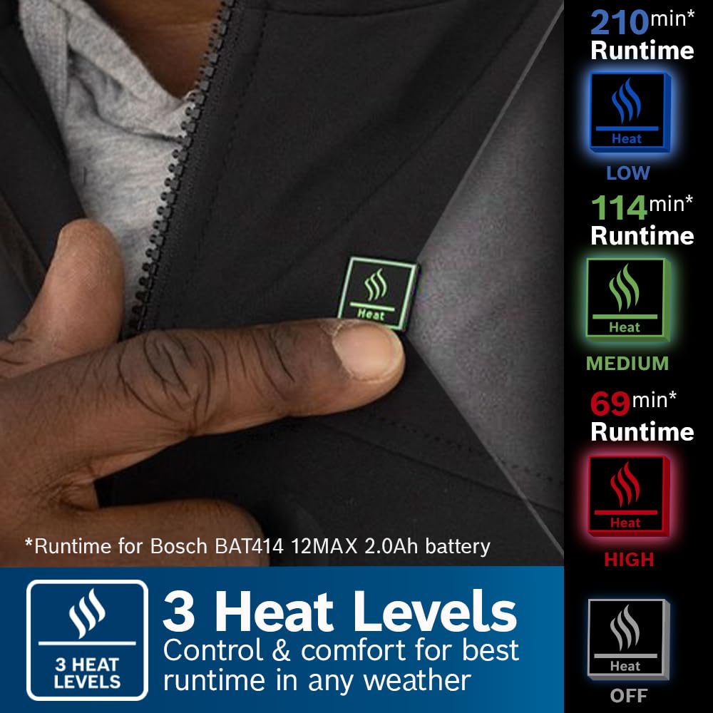 Foto 7 | Sudadera Con Capucha Térmica Bosch Ghh12v-20mn12 12v Max Con Adaptador De Corriente - Venta Internacional.