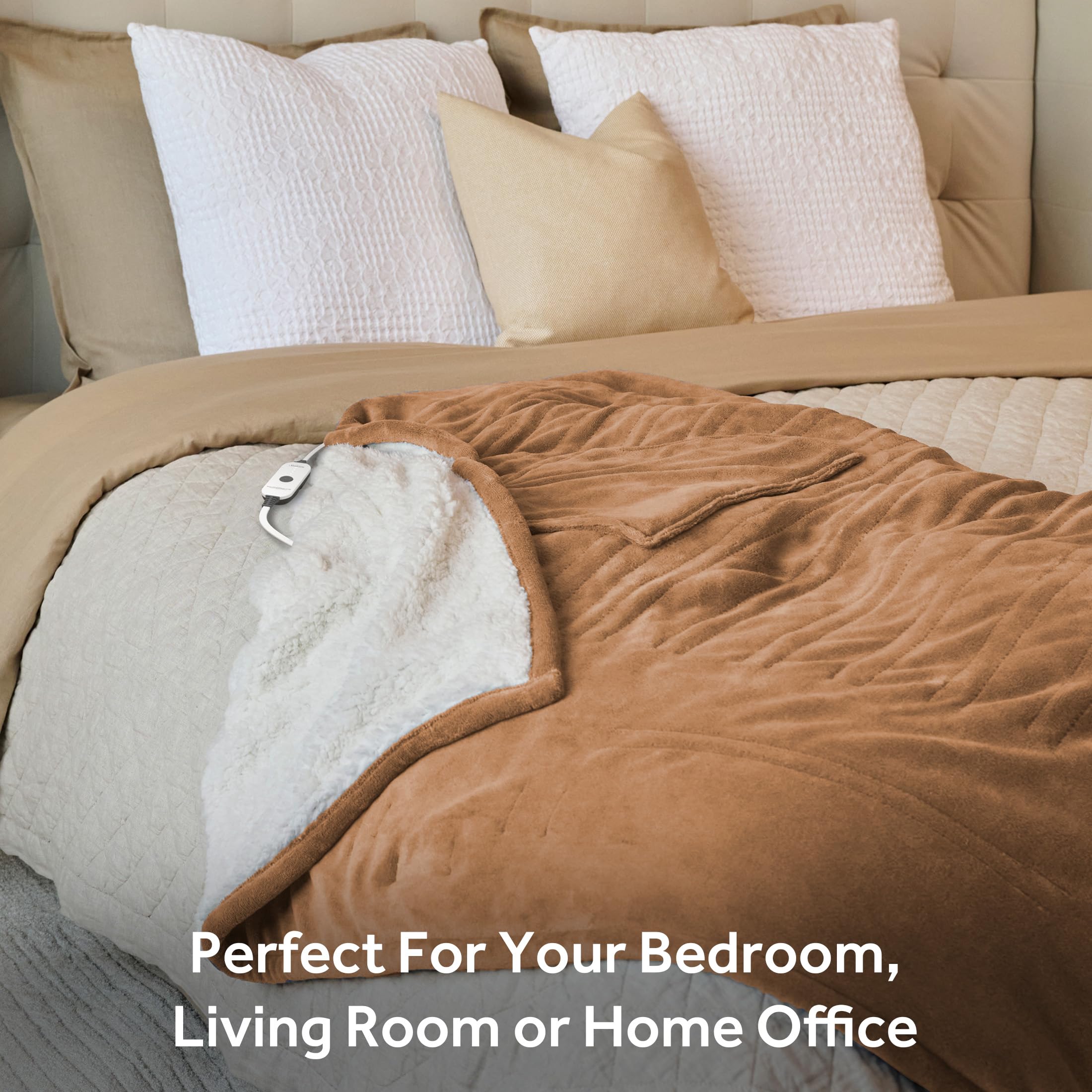 Foto 5 | Manta Personal Con Calefacción Sunbeam Royal Mink Sherpa Honey - Venta Internacional.