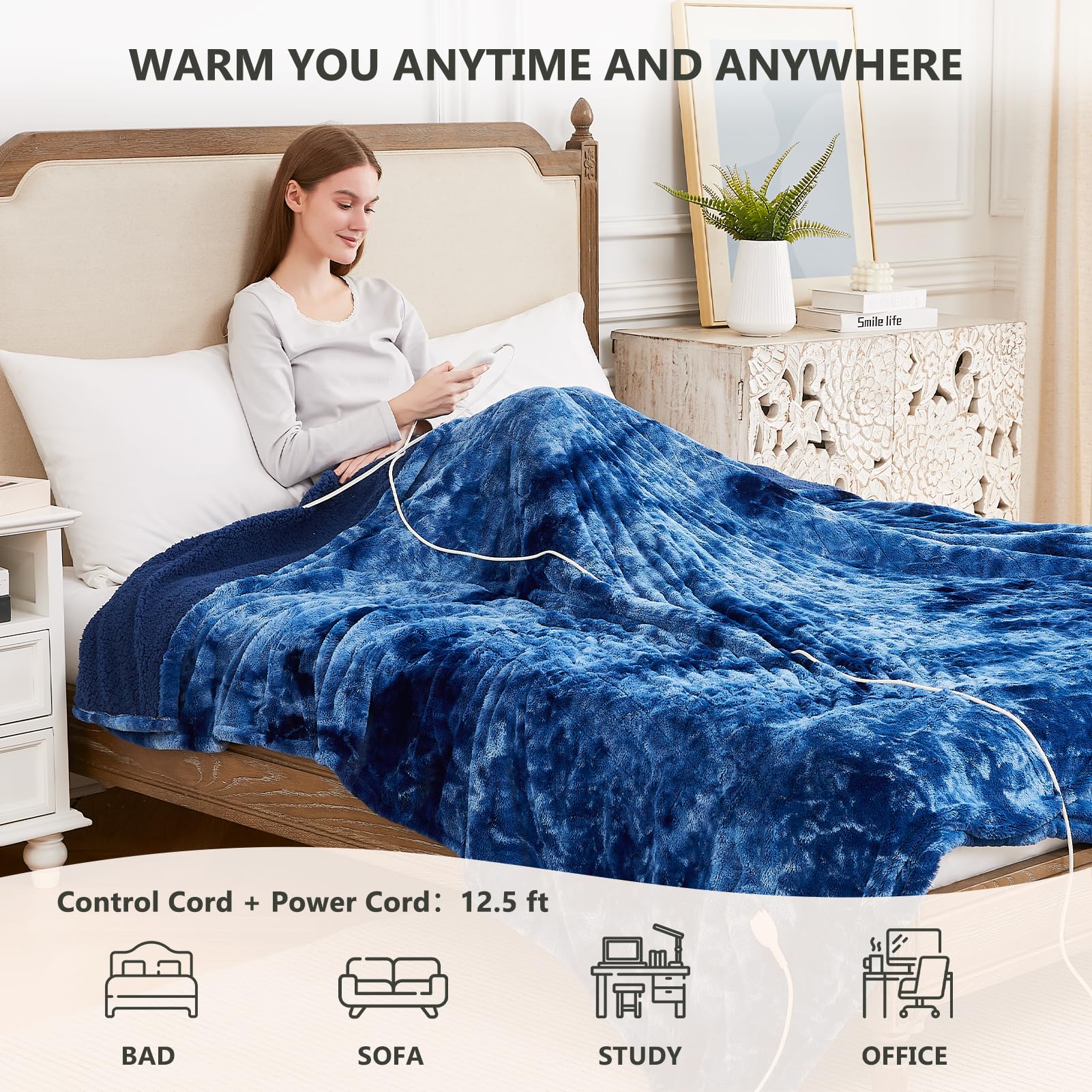 Foto 5 | Manta Eléctrica Heated Blanket Homemate, 84 X 90 Cm, Piel Sintética - Venta Internacional.