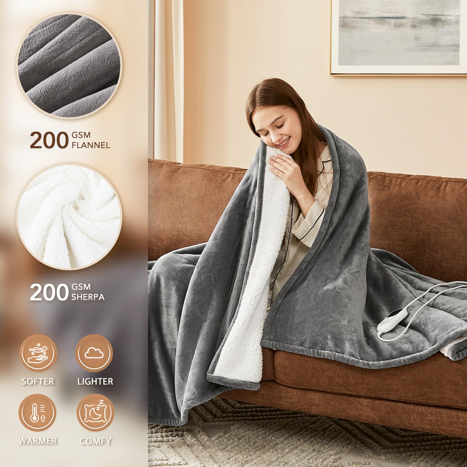 Foto 3 | Manta Eléctrica Con Calefacción Homemate, Tamaño Completo, 180 X 210 Cm, 8 Heat - Venta Internacional.