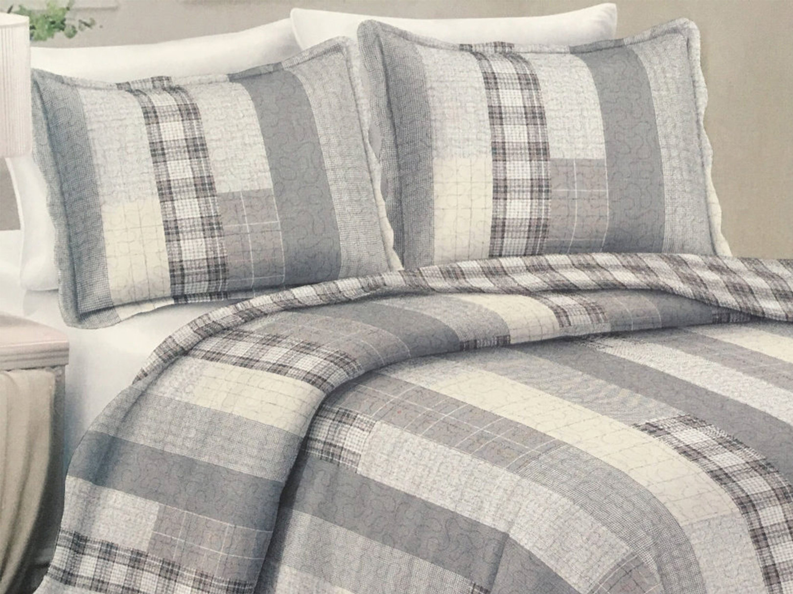 Foto 2 | Colcha Dormireal Cuadros Queen Size color Gris