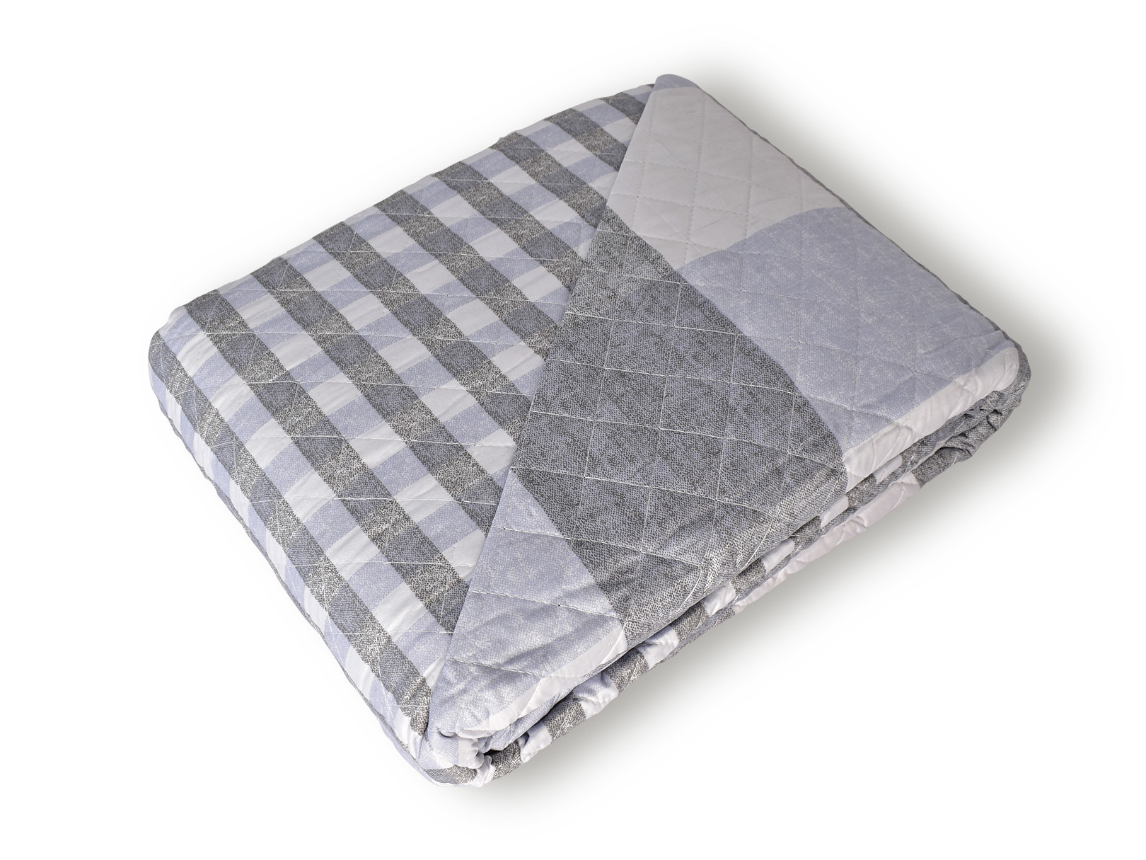 Colcha Matrimonial Dormireal Squares color Gris Doble Vista 3 Piezas