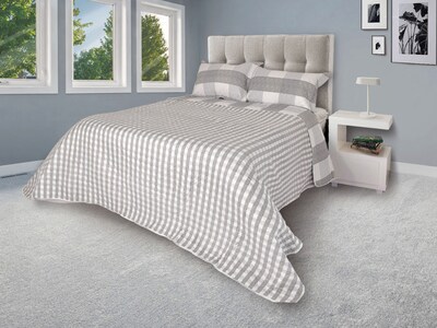 Foto 3 | Colcha Queen Size Dormireal Squares color Gris Doble Vista 3 Piezas