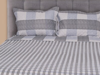 Foto 4 | Colcha Queen Size Dormireal Squares color Gris Doble Vista 3 Piezas