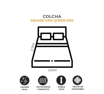 Foto 6 | Colcha Queen Size Dormireal Squares color Gris Doble Vista 3 Piezas