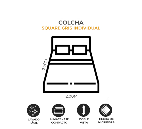 Foto 5 | Colcha Individual Dormireal Squares color Gris Doble Vista 2 Piezas