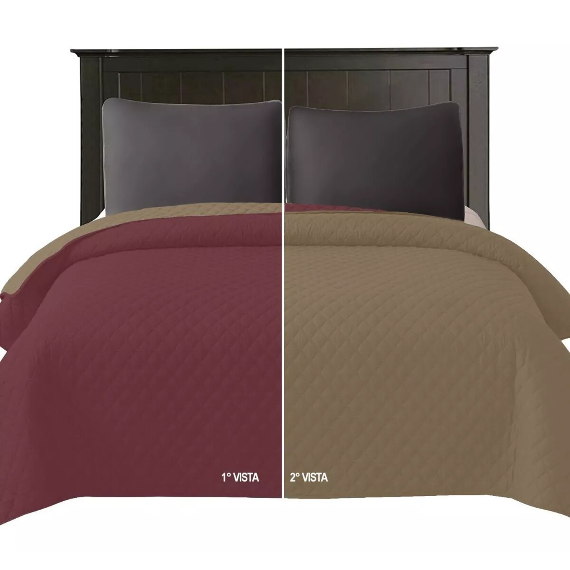 Foto 2 pulgar | Colcha Ligera Duplex King Size Tinto/beige