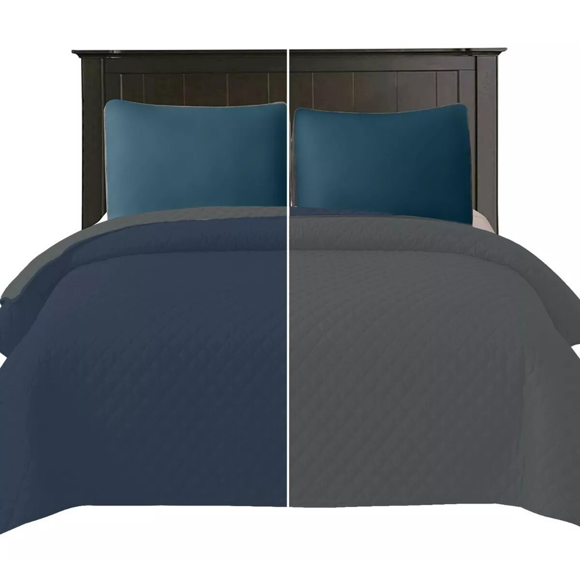 Colcha Ligera Duplex King Size Azul Marino/gris