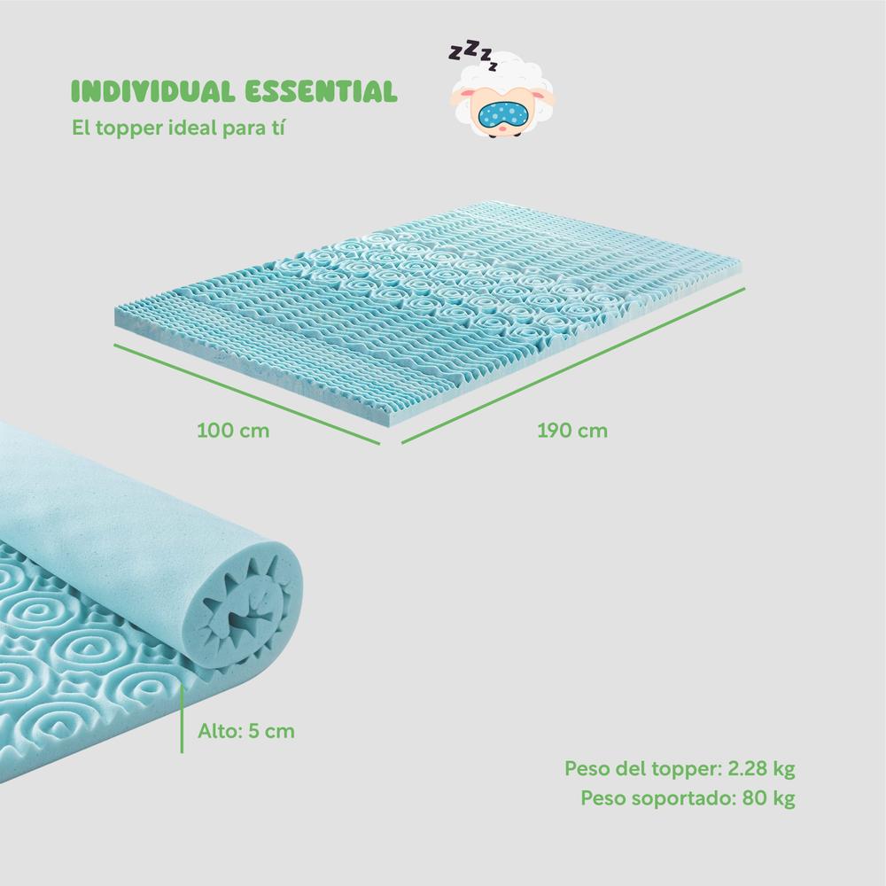 Foto 5 pulgar | Colchoneta Cubrecolchón Individual ColorDreams TOPPER1I Memory Foam