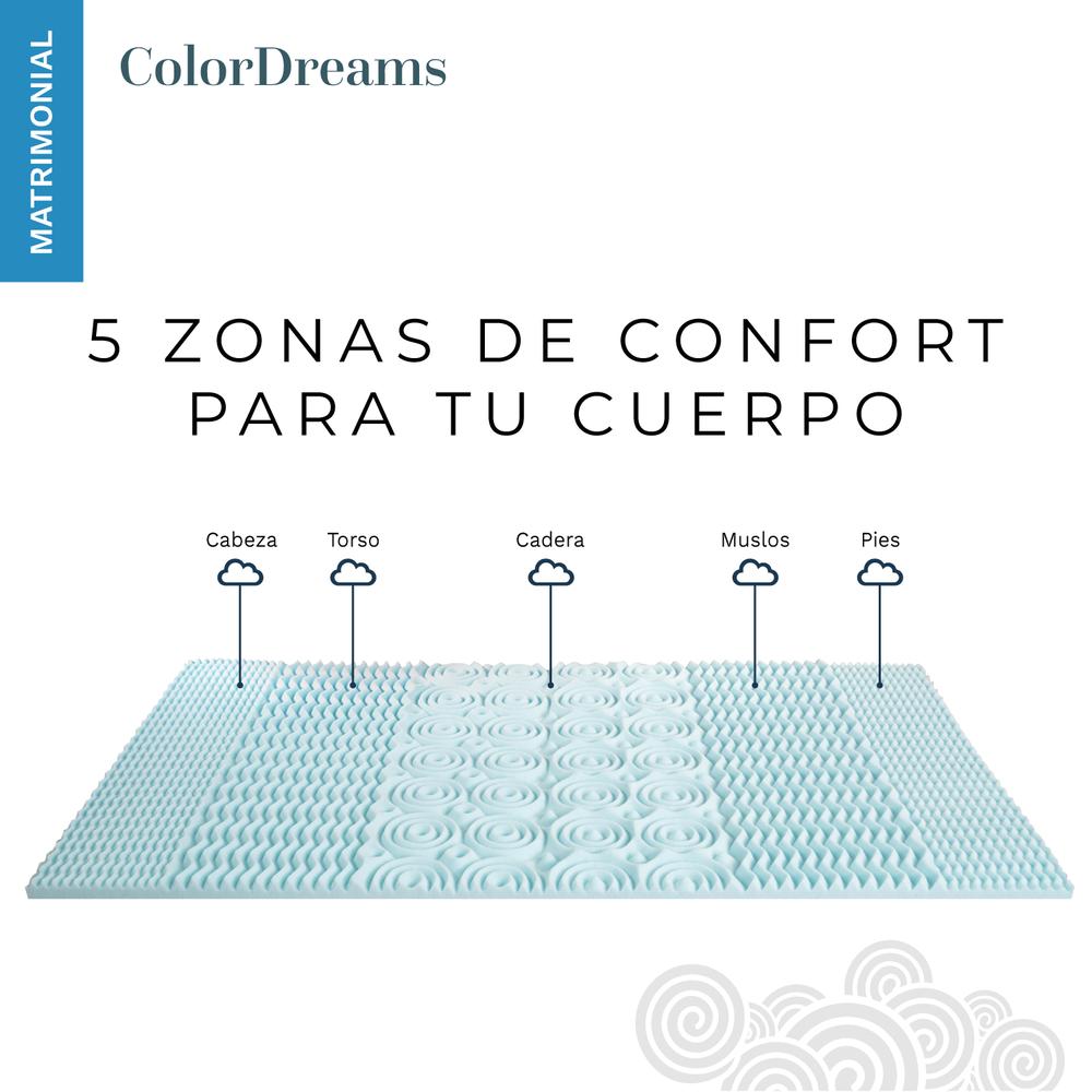 Foto 5 pulgar | Colchoneta Cubrecolchón Matrimonial ColorDreams TOPPER2M Memory Foam