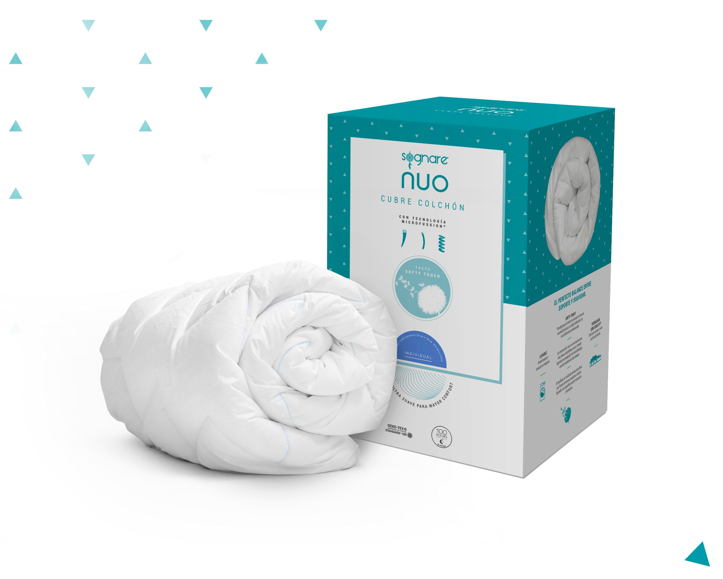 Cubrecolchón Individual Sognare Nuo Cubre Microfibras De Gel Tecnología Softy Touch Suave Al Tacto Lavable Hipoalerg 