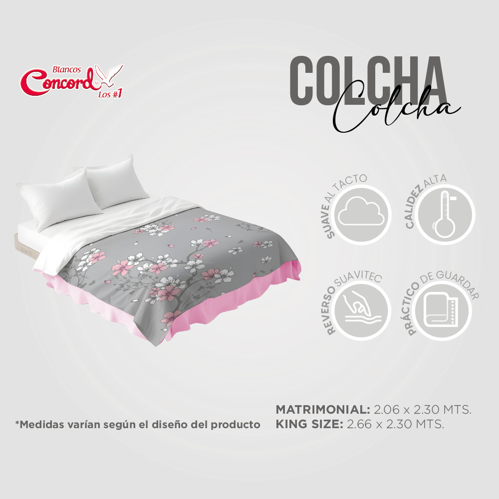 Foto 6 | Colcha Matrimonial Gris Neo Sakura Con Fundas Concord