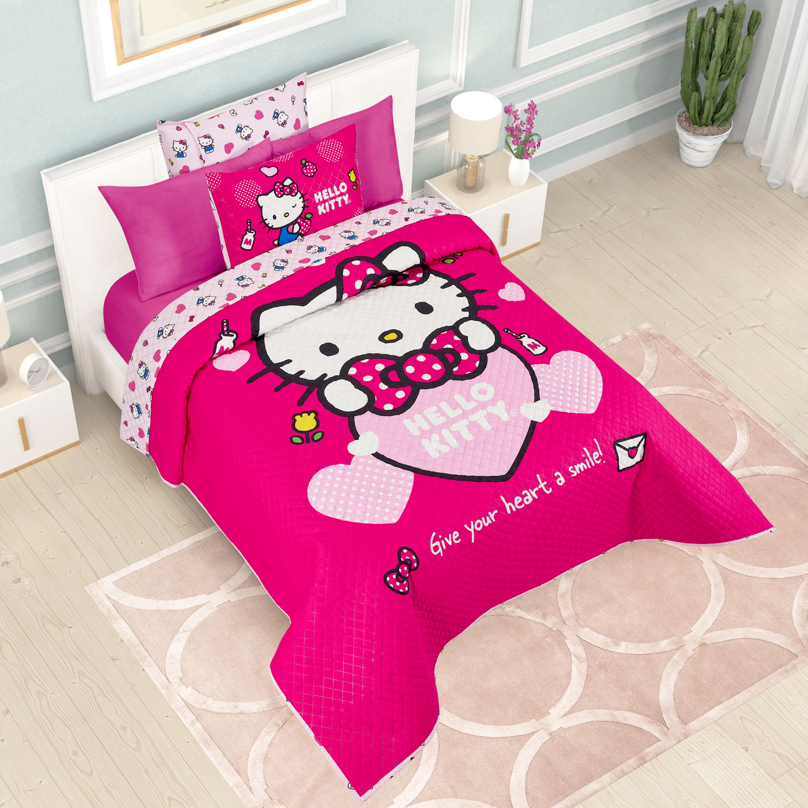 Foto 4 pulgar | Edrecolcha Matrimonial Hello Kitty Heart