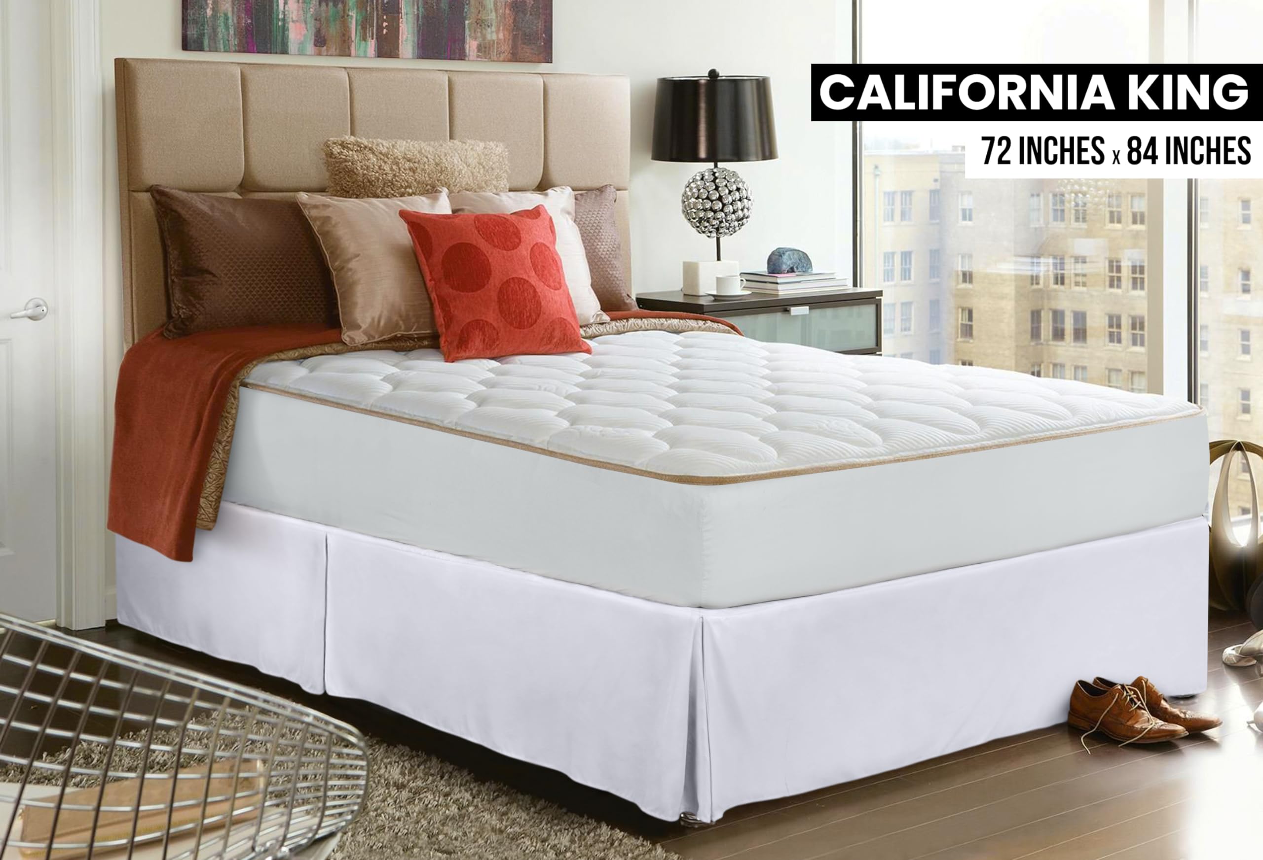 Foto 3 pulgar | Falda De Cama Utopia Bedding California King De Microfibra Blanca - Venta Internacional.
