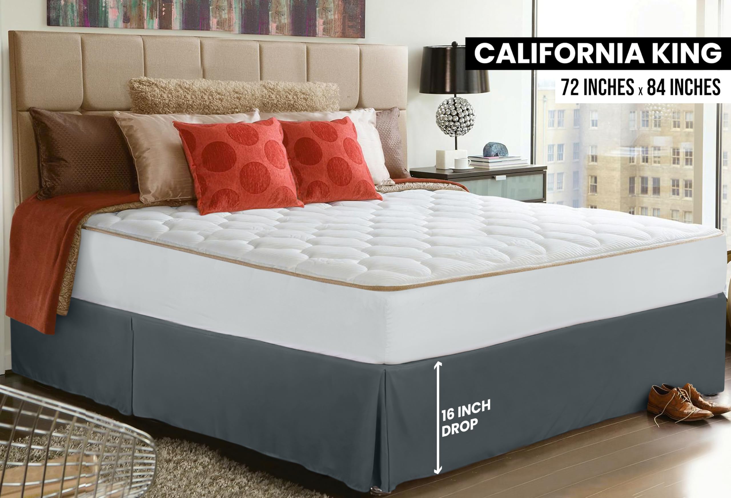 Foto 3 pulgar | Faldón De Cama Utopia Bedding California King De Microfibra Gris - Venta Internacional.