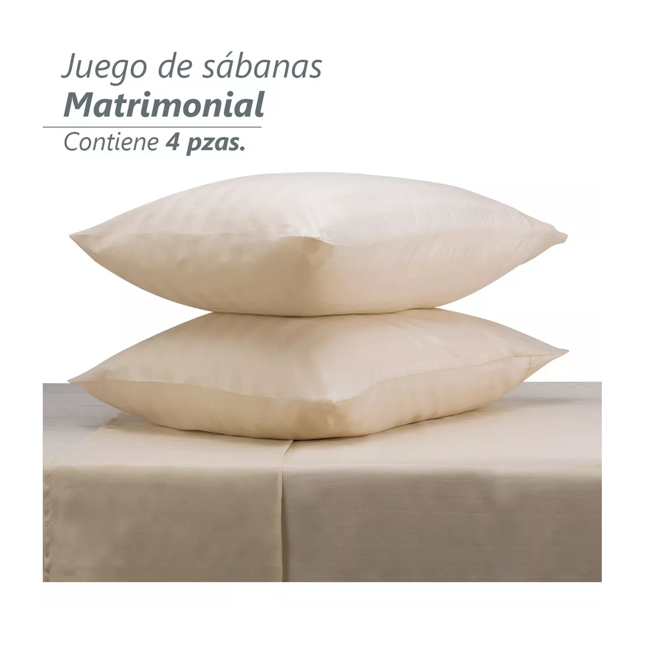 Foto 4 | Juego De Sabanas Matrimonial Egipcian Premium 2,800 Hilos 4 Pzs, Crema