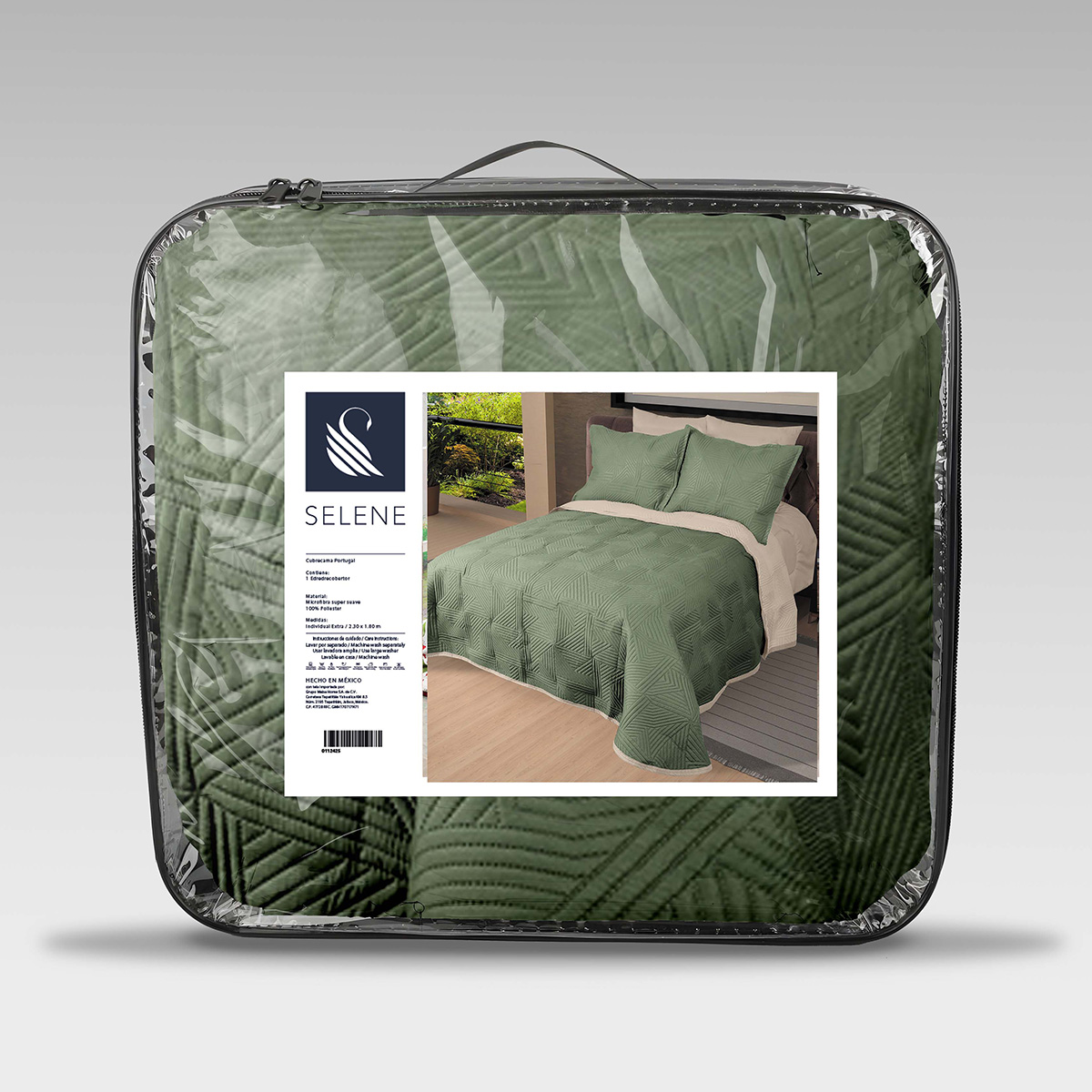 Foto 4 pulgar | Cubrecama Selene Zucen Verde King Size Extra Doble Vista
