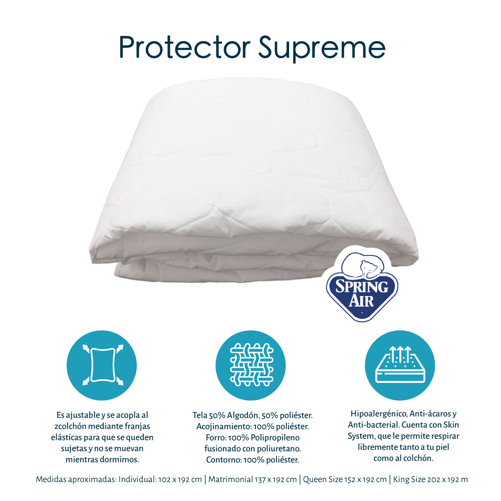 Foto 2 | Protector Dicasa De Colchón Spring Air Supreme Queen Size Más 2 Almohadas One Color Blanco