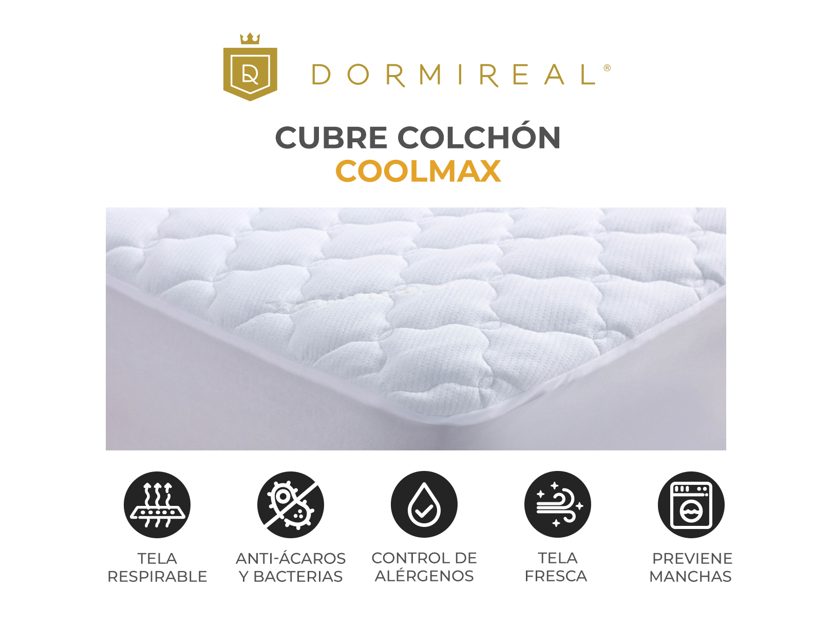 Foto 3 pulgar | Protector de Colchón Coolmax Acolchado Individual Dormireal color Blanco