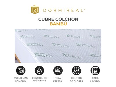 Foto 2 | Protector de Colchón Bambú Individual Dormireal color Blanco