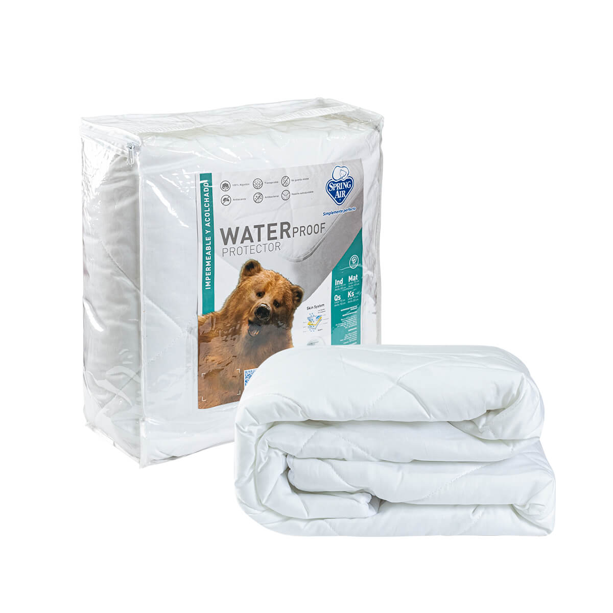 Protector de Colchón Spring Air Waterproof color Blanco King Size