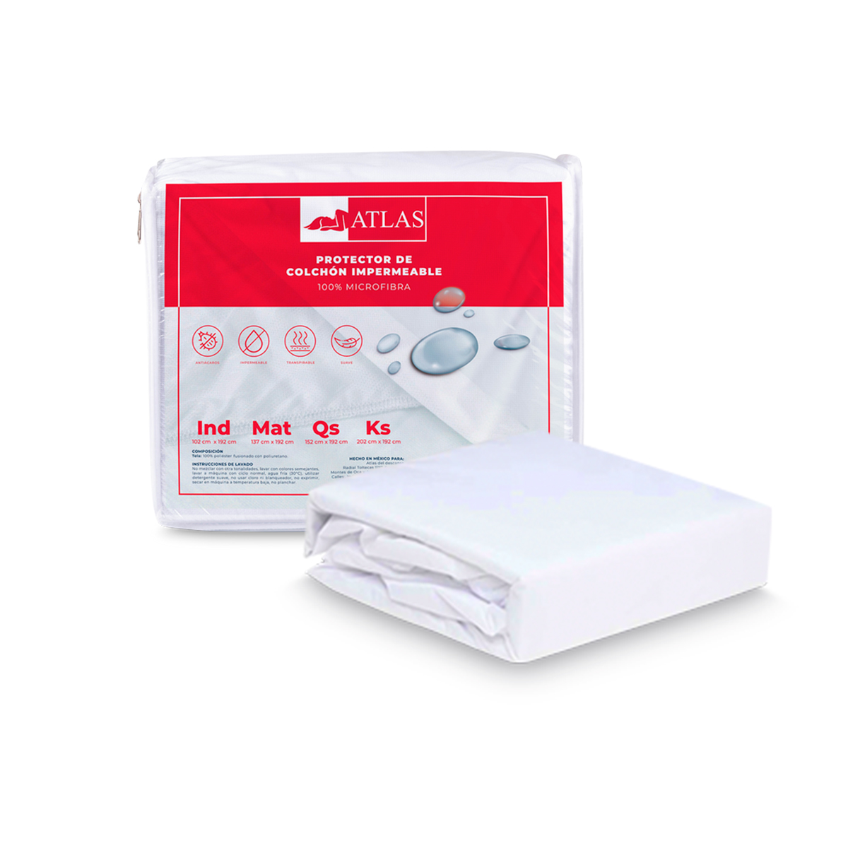Foto 1 | Protector Cubrecolchón Impermeable Atlas Blanco King Size
