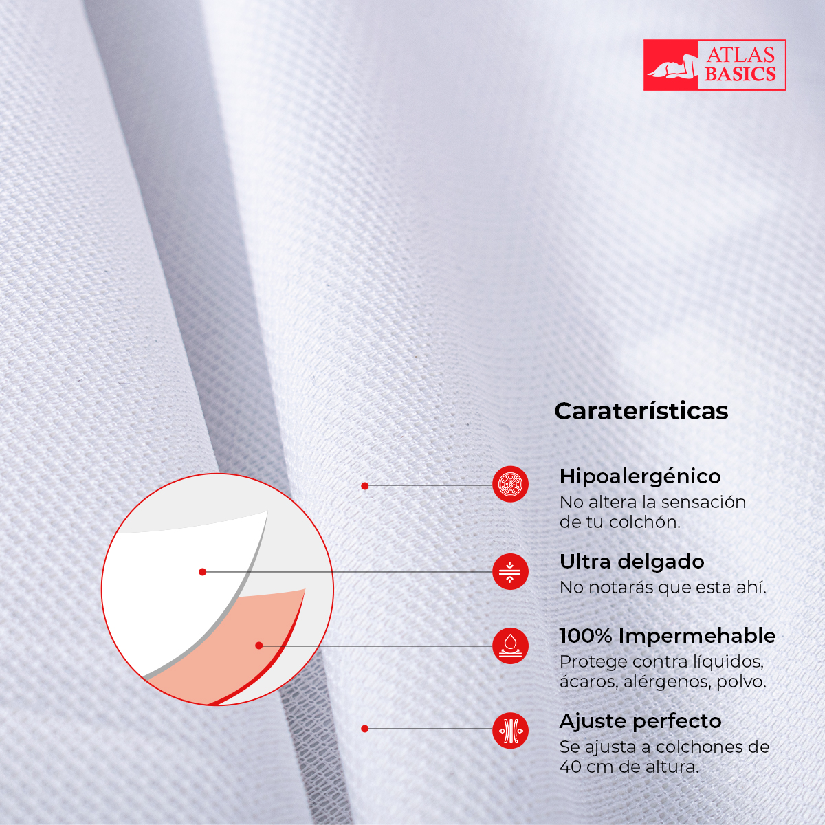 Foto 3 | Protector Cubrecolchón Impermeable Atlas Blanco King Size