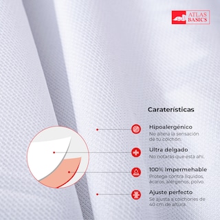Foto 3 | Protector Cubrecolchón Impermeable Atlas Blanco King Size