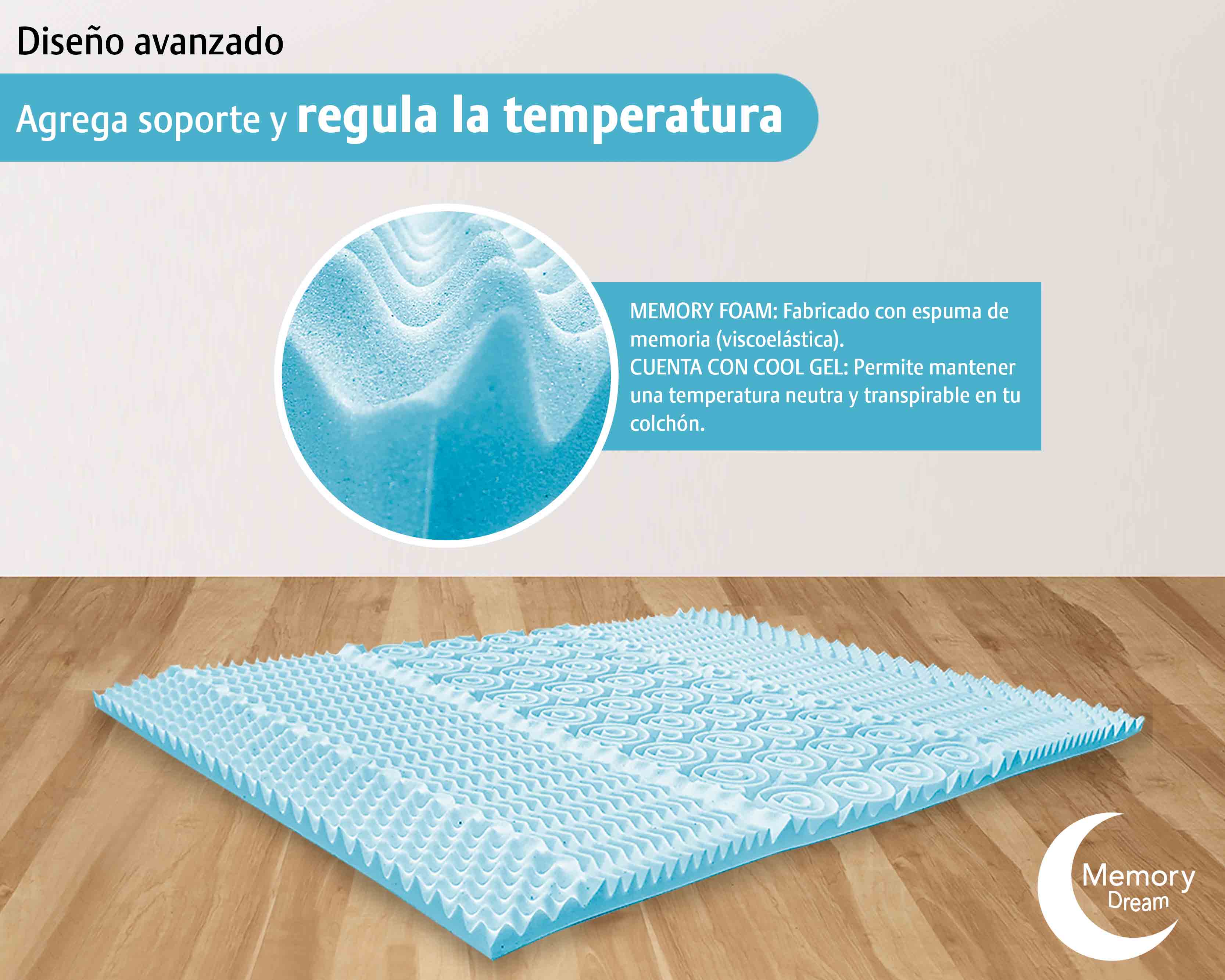 Foto 4 | Colchoneta Sobrecolchón Memory Foam Matrimonial Cool Zone 5 Cm