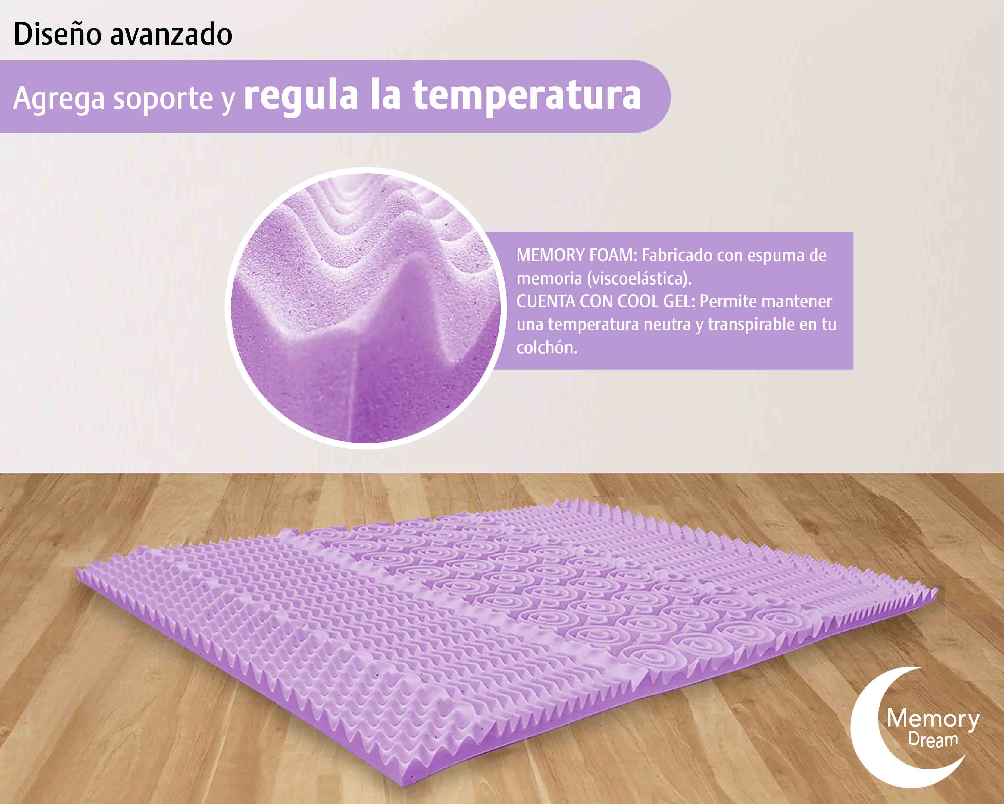 Foto 5 pulgar | Colchoneta Individual  Memory Foam Lavanda