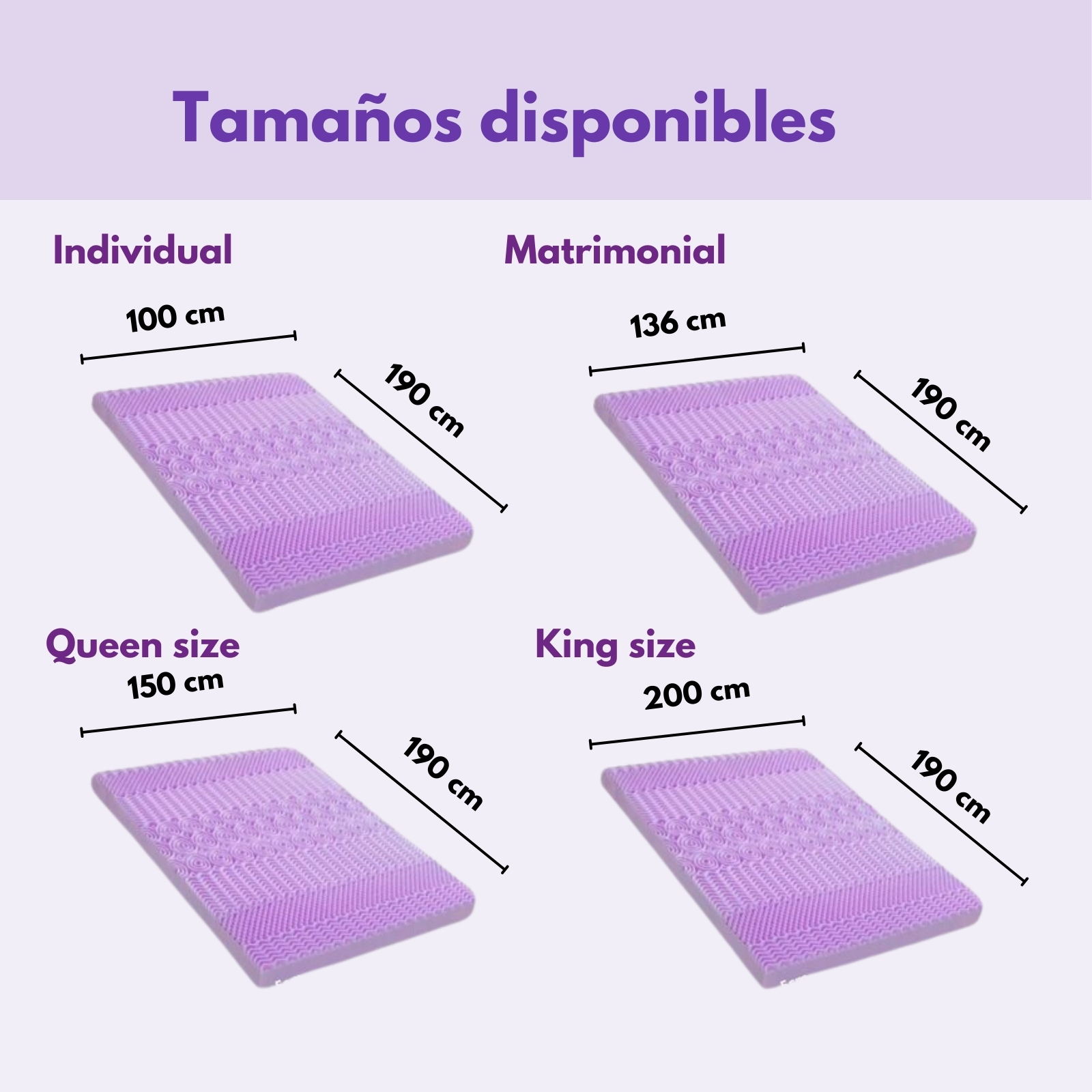 Foto 4 | Sobrecolchón Zomilux Colchoneta Memory Foam Ultra Suave Alta Calidad Con Lavanda Relajante, 7 Zonas De Confort King Siz