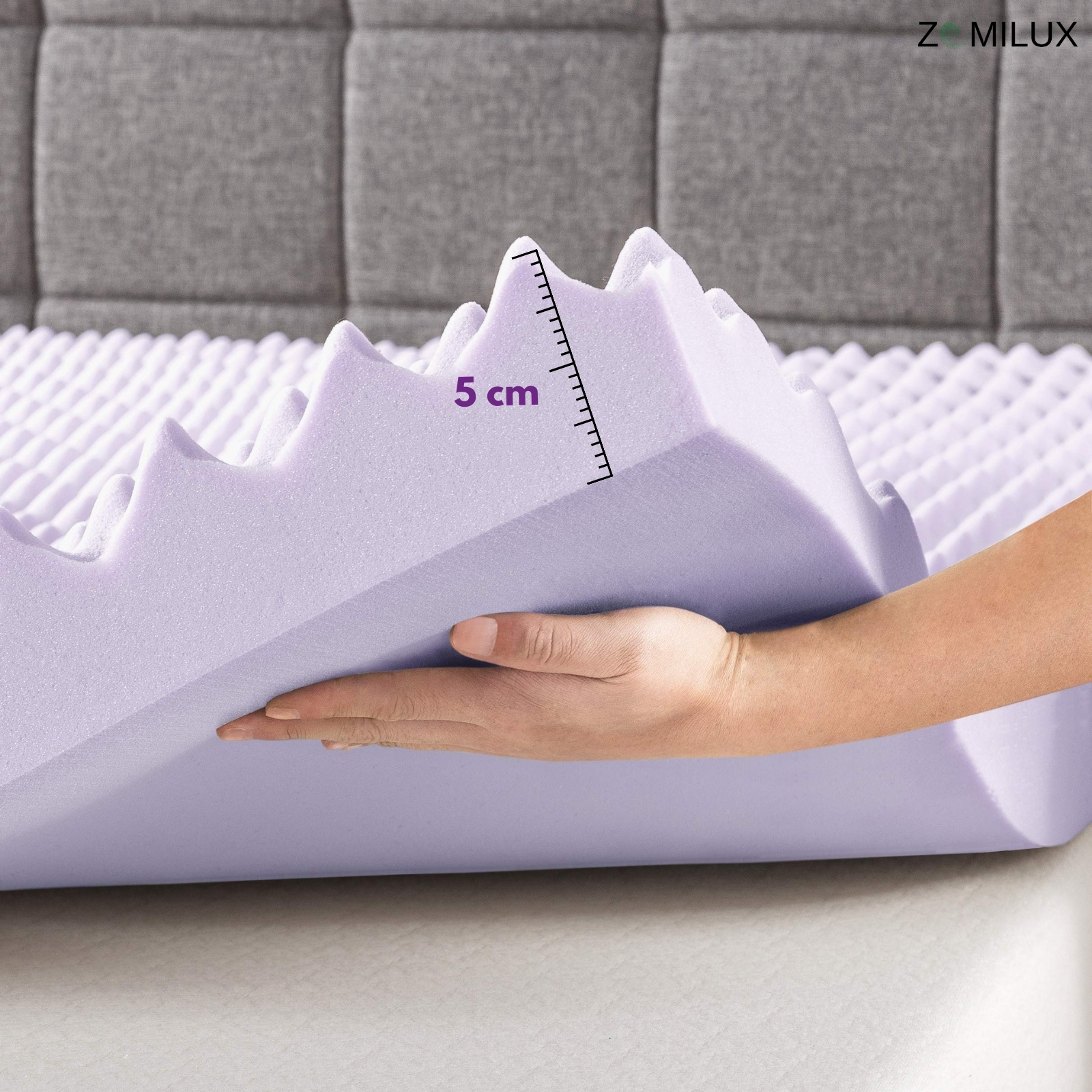 Foto 6 | Sobrecolchón Zomilux Colchoneta Memory Foam Ultra Suave Alta Calidad Con Lavanda Relajante, 7 Zonas De Confort King Siz