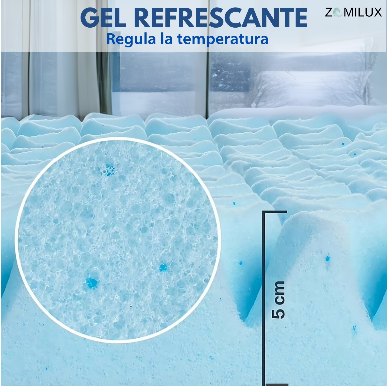 Foto 3 | Sobrecolchón Zomilux Colchoneta Memory Foam Ultra Suave Alta Calidad Con Gel Refrescante, 7 Zonas De Confort Matrimonia