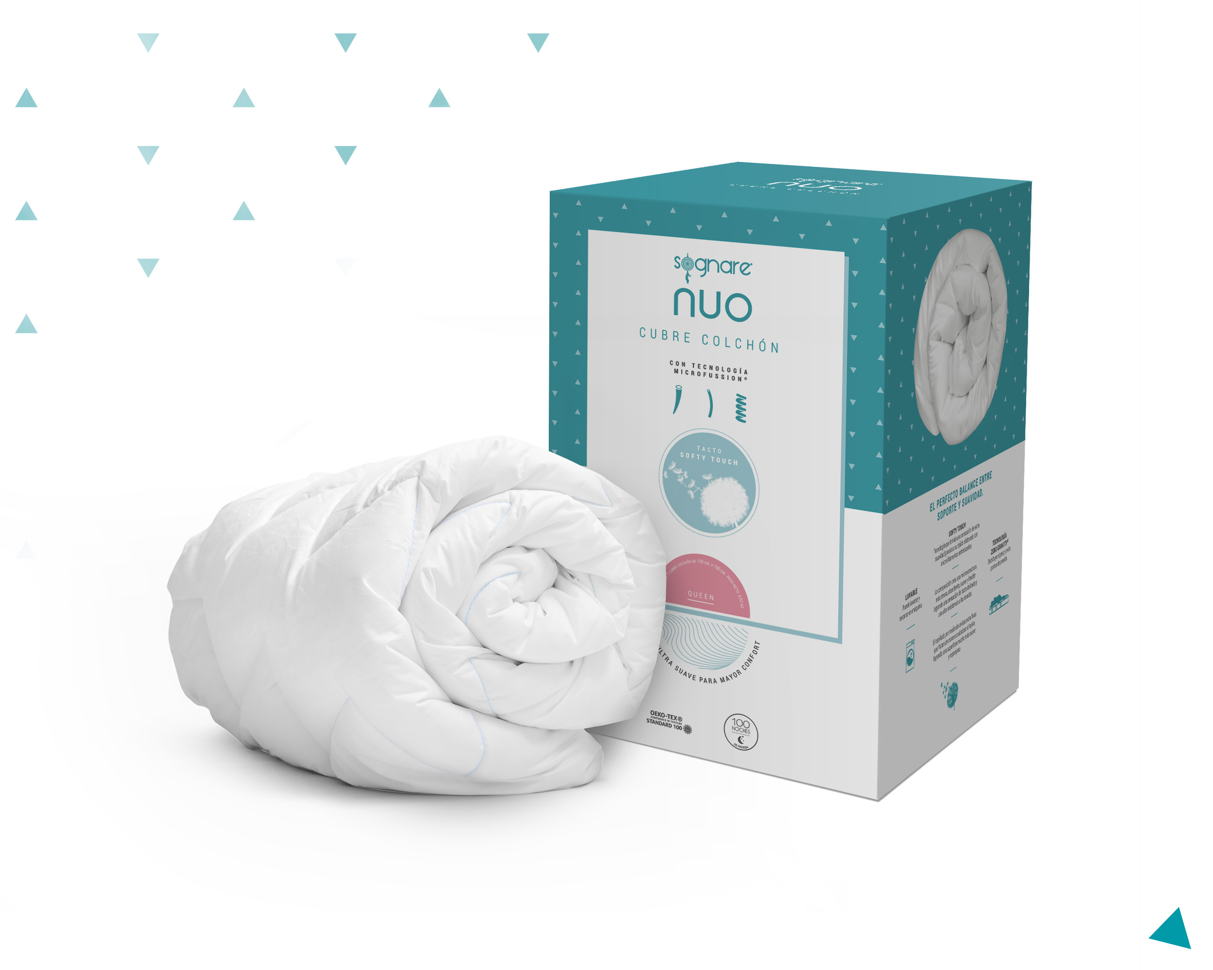 Cubrecolchón Sognare Nuo Queen Size Microfibras De Gel Tecnología Softy Touch Suave Al Tacto Lavable Hipoalergénico