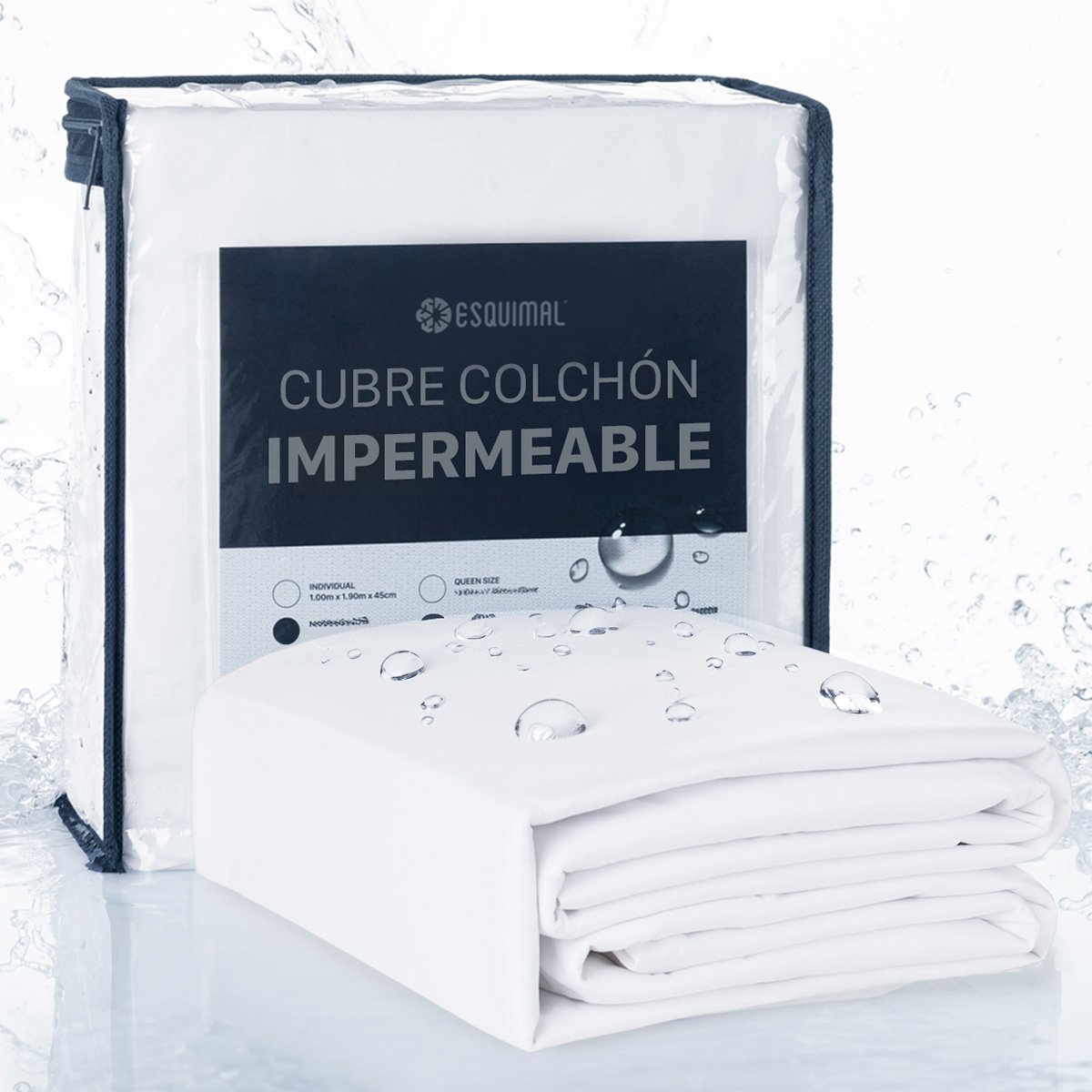 Foto 1 | Protector de Colchón Queen Size Esquimal Blanco 100% Impermeable