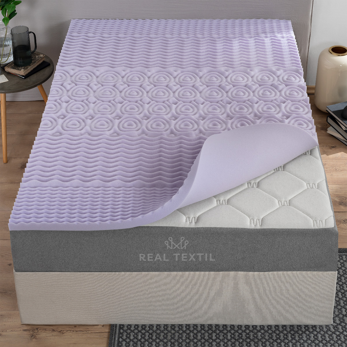 Foto 2 pulgar | Colchoneta Topper 5 Cm Memory Foam Matrimonial Lavanda  Real Textil